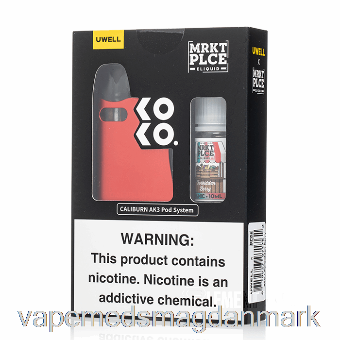 Engangs Vape Danmark Uwell X Dv Caliburn Ak3 Kit + 50mg Nic Salt [rød] Mrkt Plce - Forbudt Bær